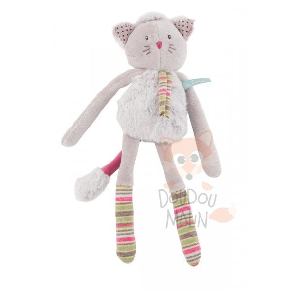  les pachats rattle soft toy grey cat  